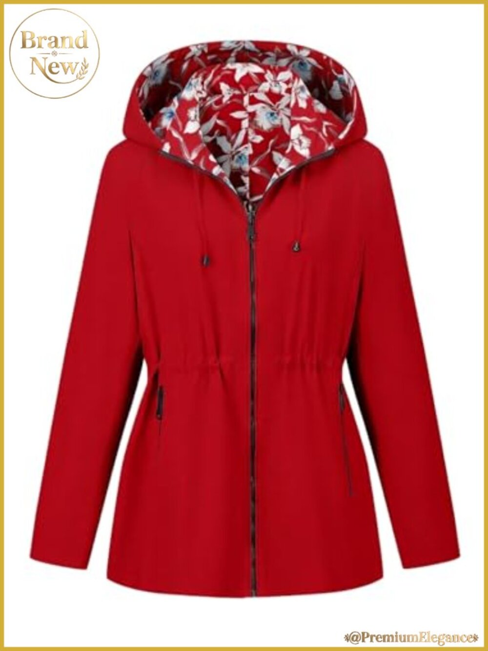 Women's Plus Size Reversible Hooded Lightweight Windbreaker Jacket